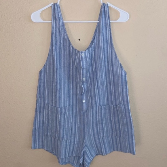 blue romper overalls y2k summer fashion mini dress bottoms cute sleeveless top - Picture 8 of 9